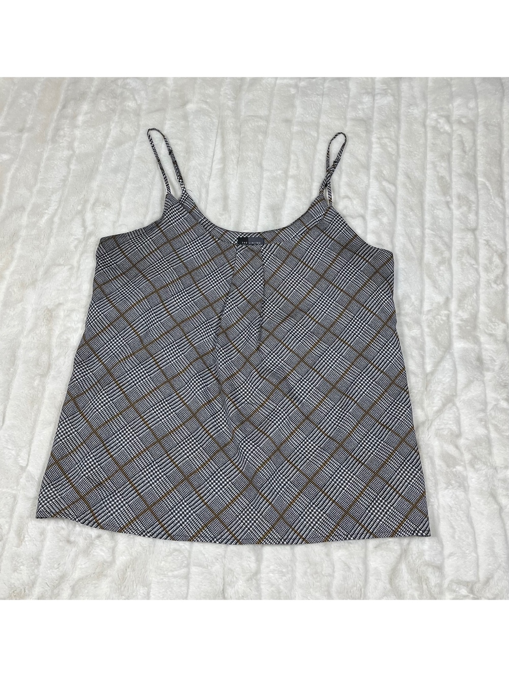 The Limited L Black White Houndstooth Plaid Preppy Office Workwear Cami Tank